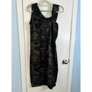 New York & Co Dress Large Camo Asymmetric Bodycon Gorpcore Office Siren Club